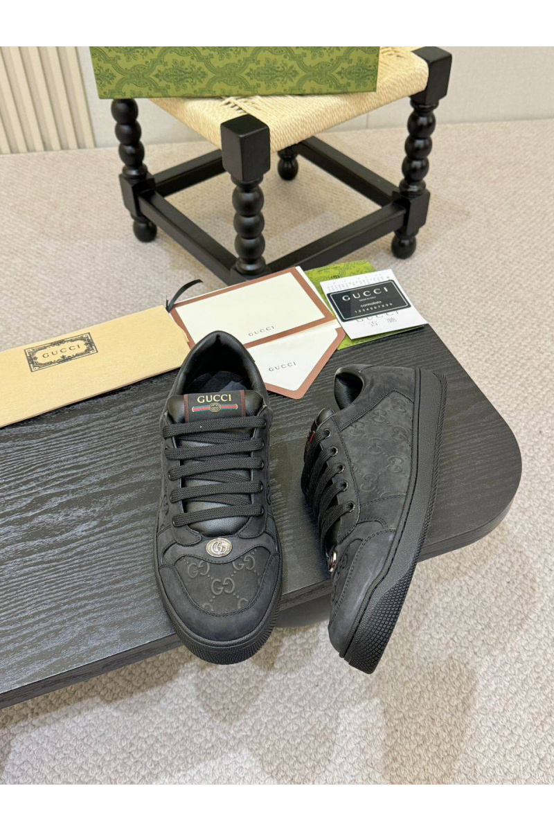 Gucci Кожаные кроссовки GG Screener - Black