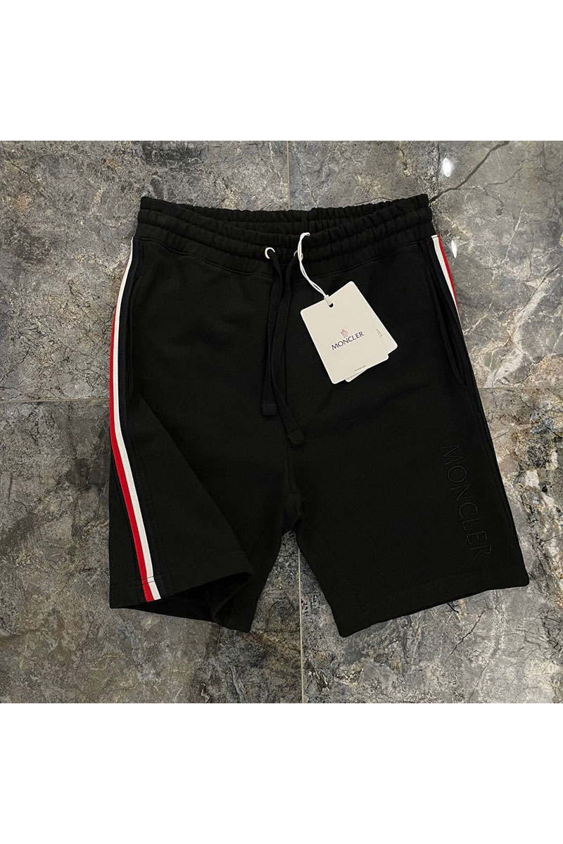 Moncler Чёрные мужские шорты side-stripe