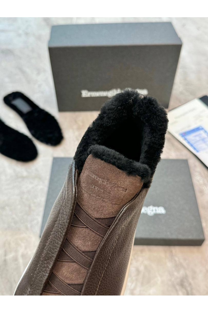 Zegna Кроссовки с мехом Triple Stitch