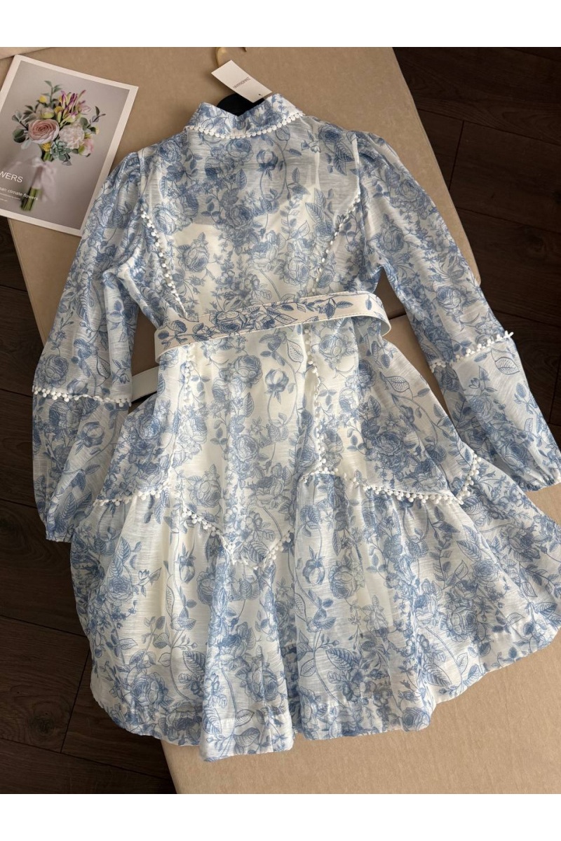 Zimmermann Женское платье с цветочным принтом синего цвета premium