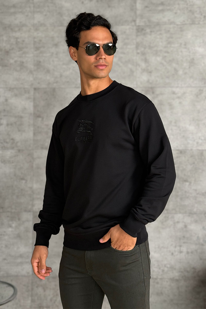 Burberry Мужской чёрный свитшот logo-embroidered