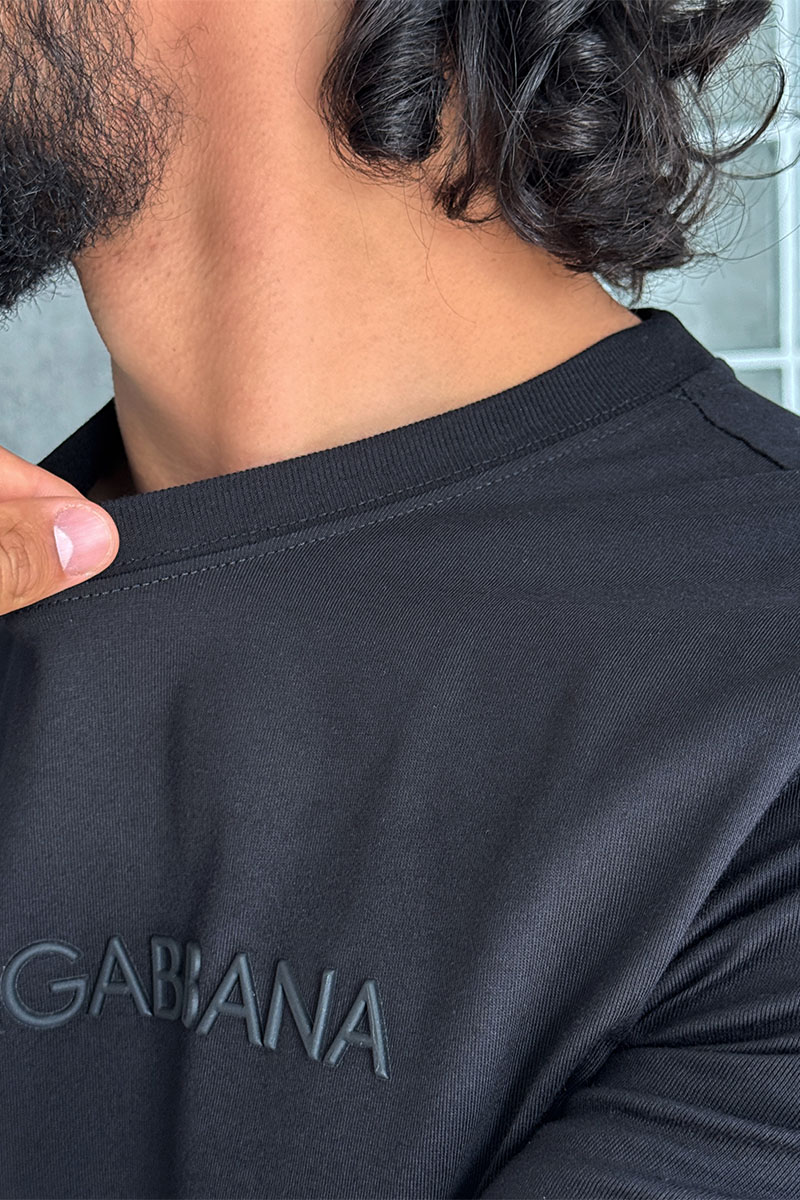Dоlсе & Gаbbаnа Мужская чёрная футболка logo-embroidered