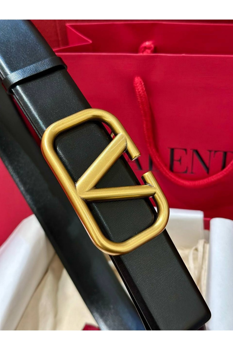 Valentino Чёрный кожаный ремень - ширина 4 см, длина 90 см