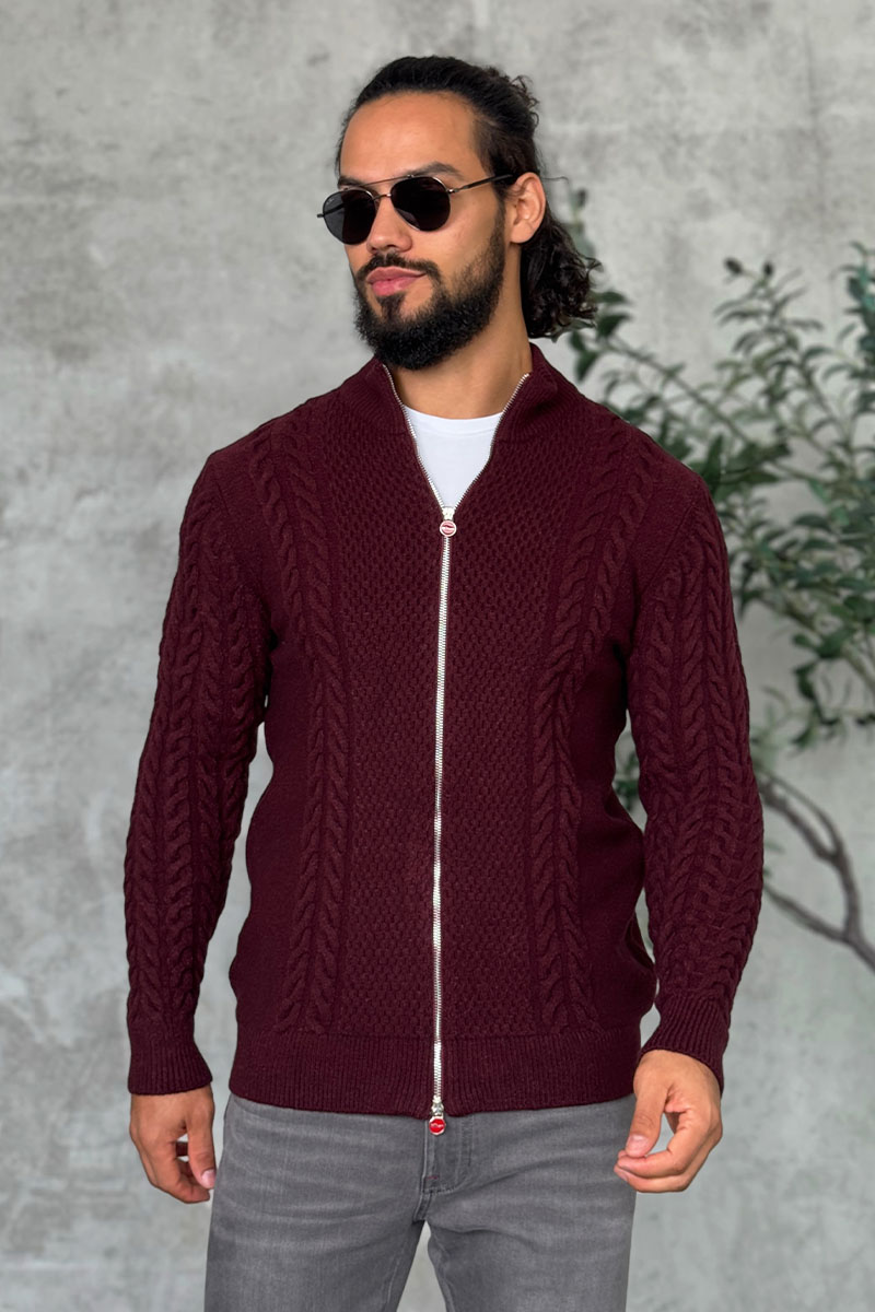 Kiton Мужской свитер бордового цвета 