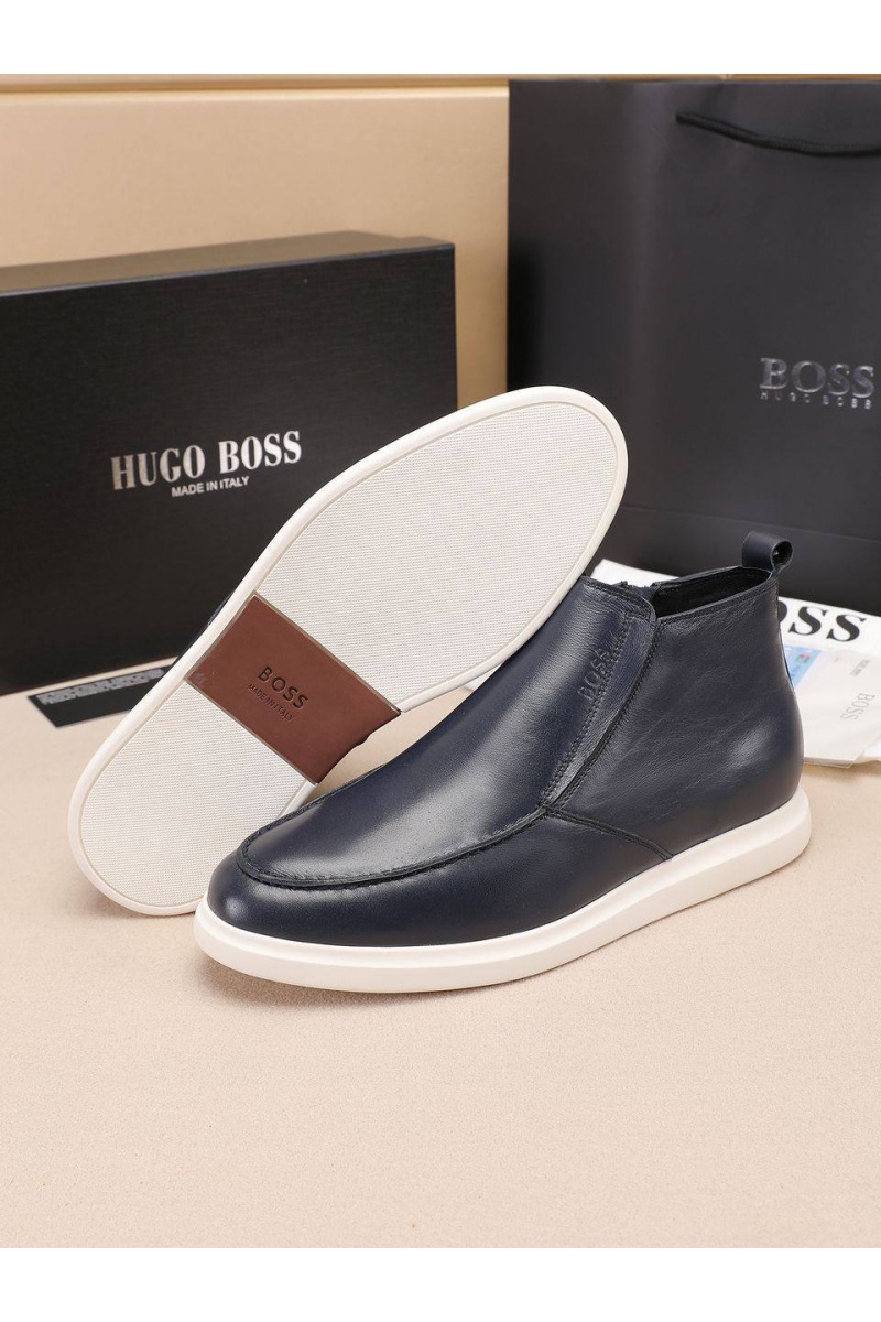 Hugо Воss Кожаные лоферы с мехом  high-top - Navy