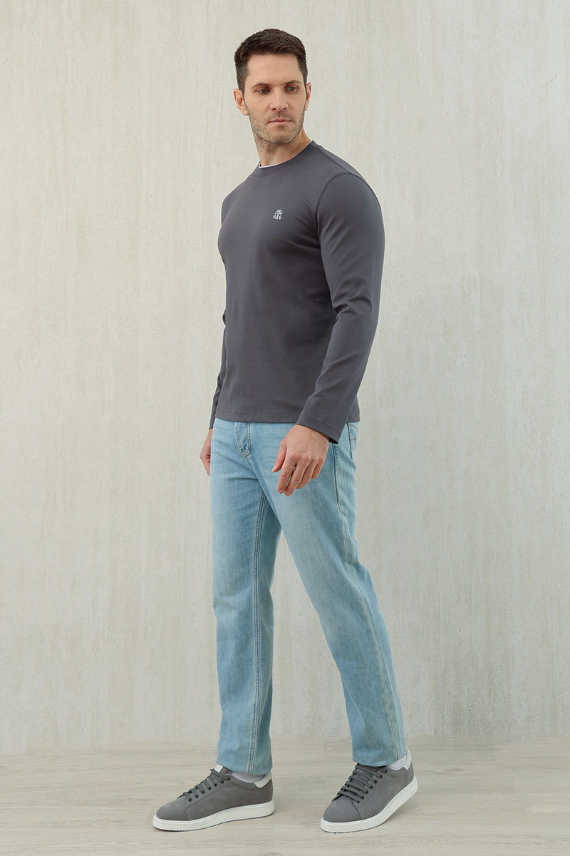 Designer Мужской тёмно-серый лонгслив Premium