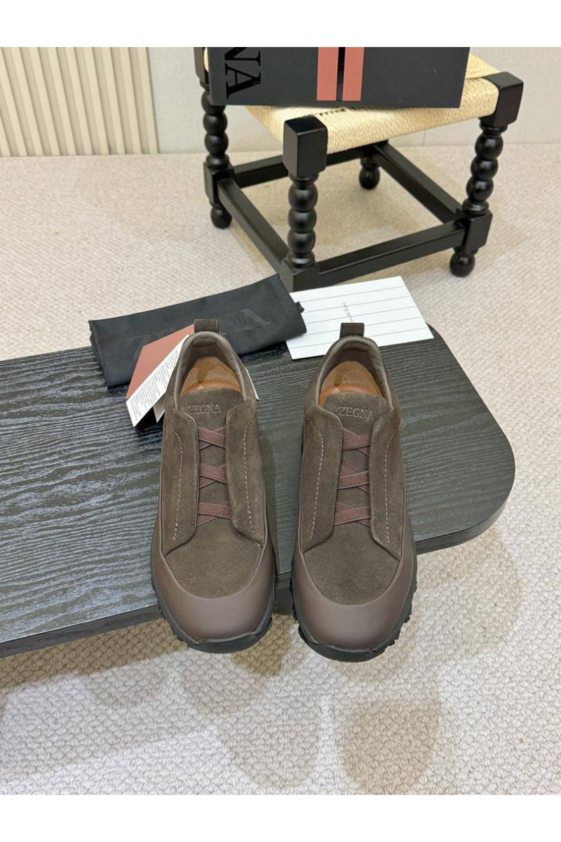 Zegna Замшевые кроссовки Triple Stitch Monte - Brown