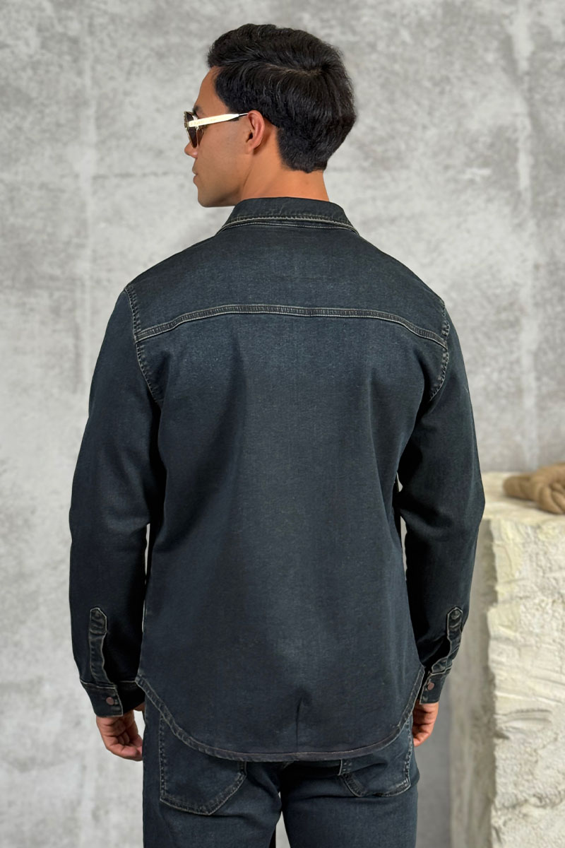 Loro Piana Джинсовая рубашка тёмно-синего цвета