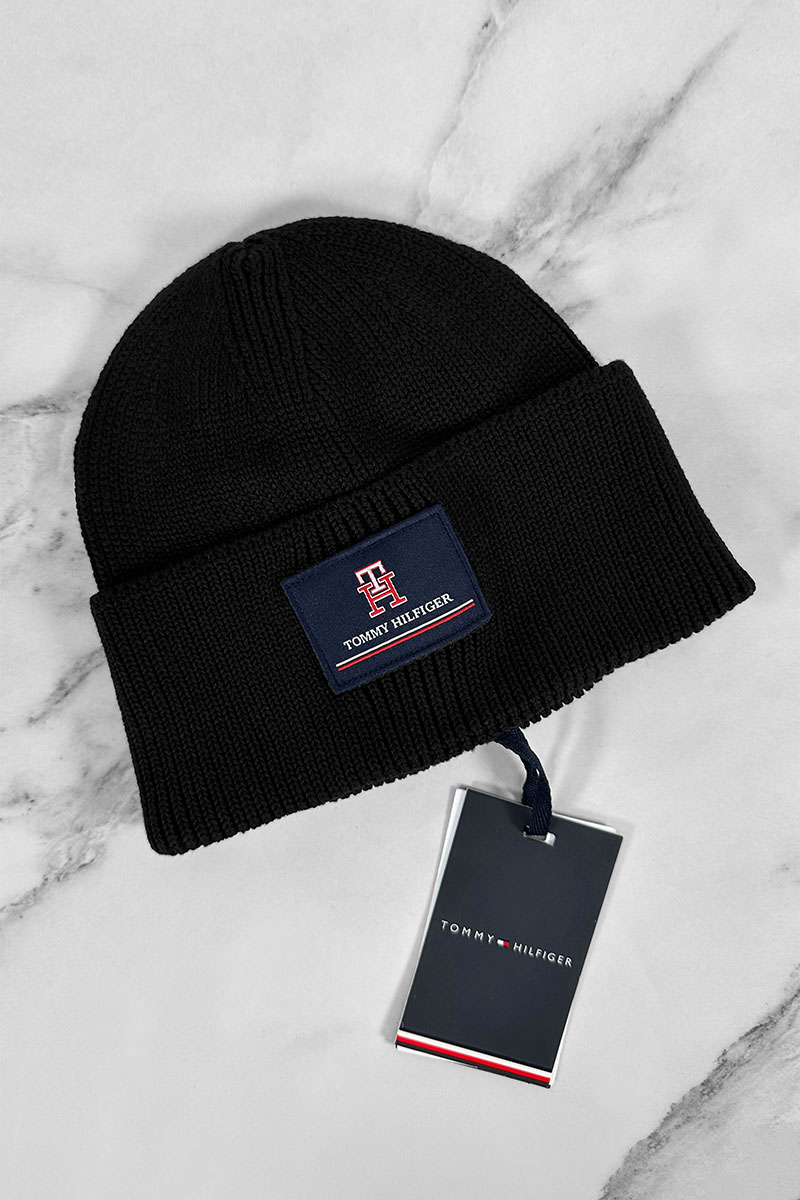 Tommy Hilfiger Мужская чёрная шапка logo-patch