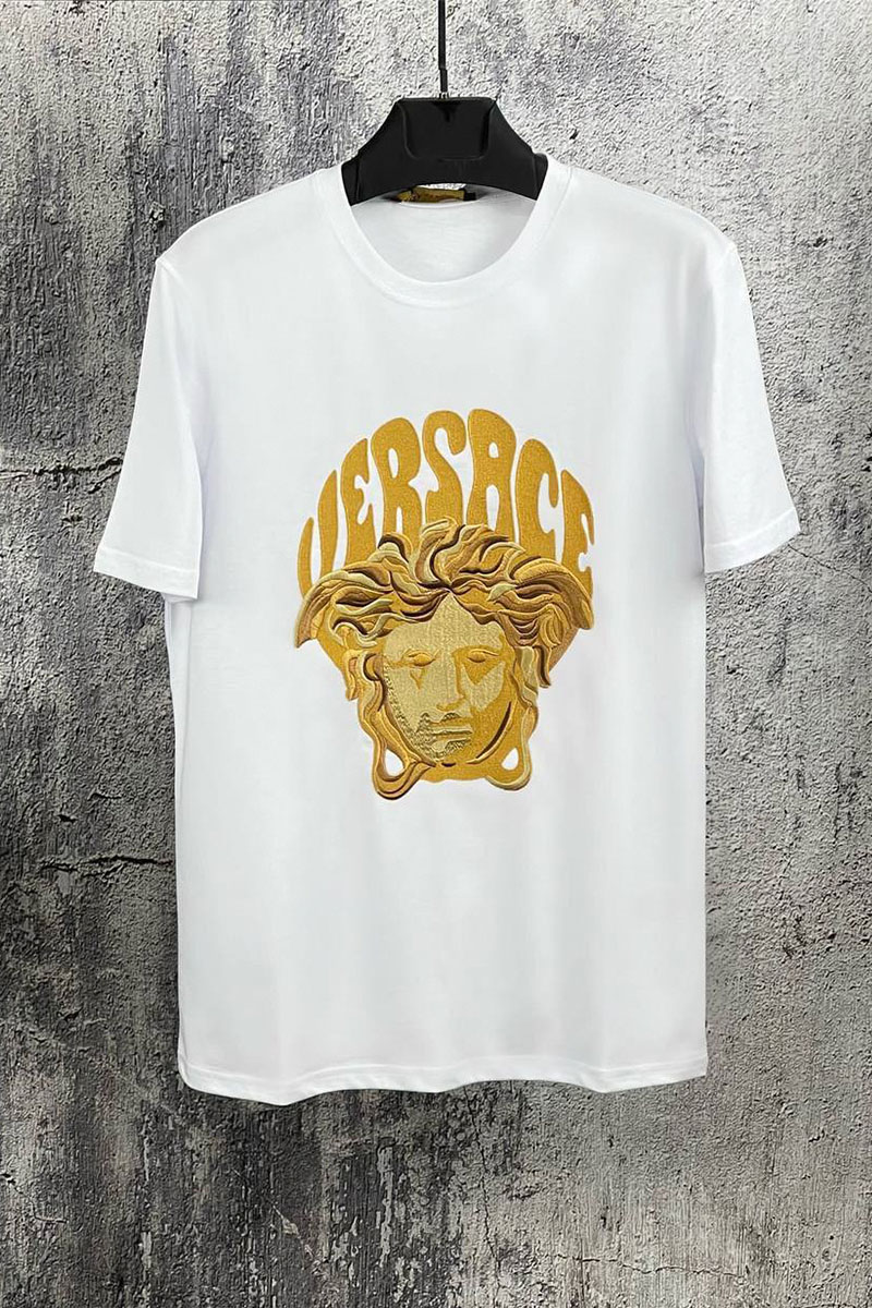 Versace Мужская белая футболка Medusa-embroidered