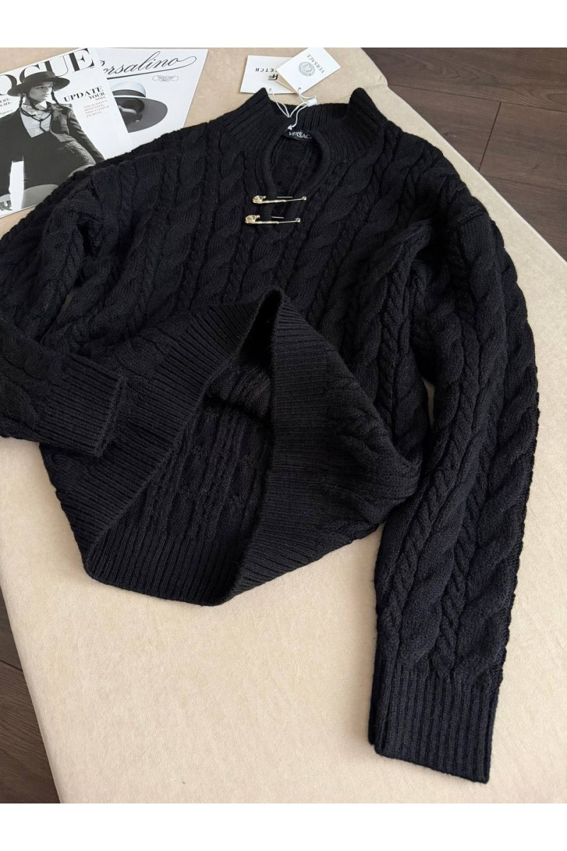 Versace Женский шерстяной свитер premium - Black