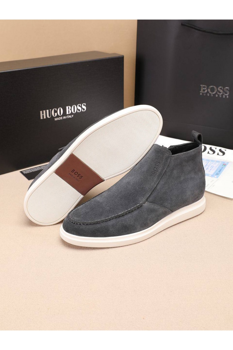 Hugо Воss Замшевые лоферы с мехом high-top - Grey