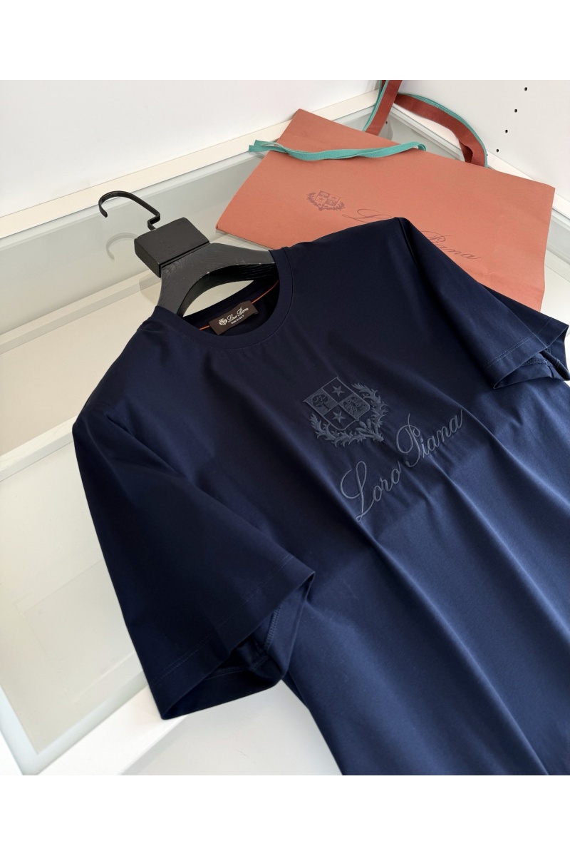 Loro Piana Мужская тёмно-синяя футболка premium