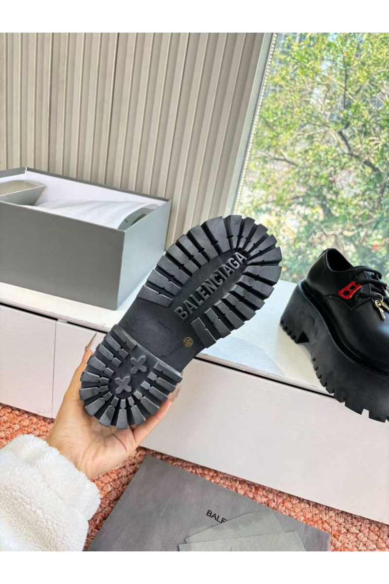 Balenciaga Женские кожаные ботинки Strike Platform Derby premium