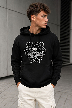Худи чёрного цвета Tiger logo-embroidered