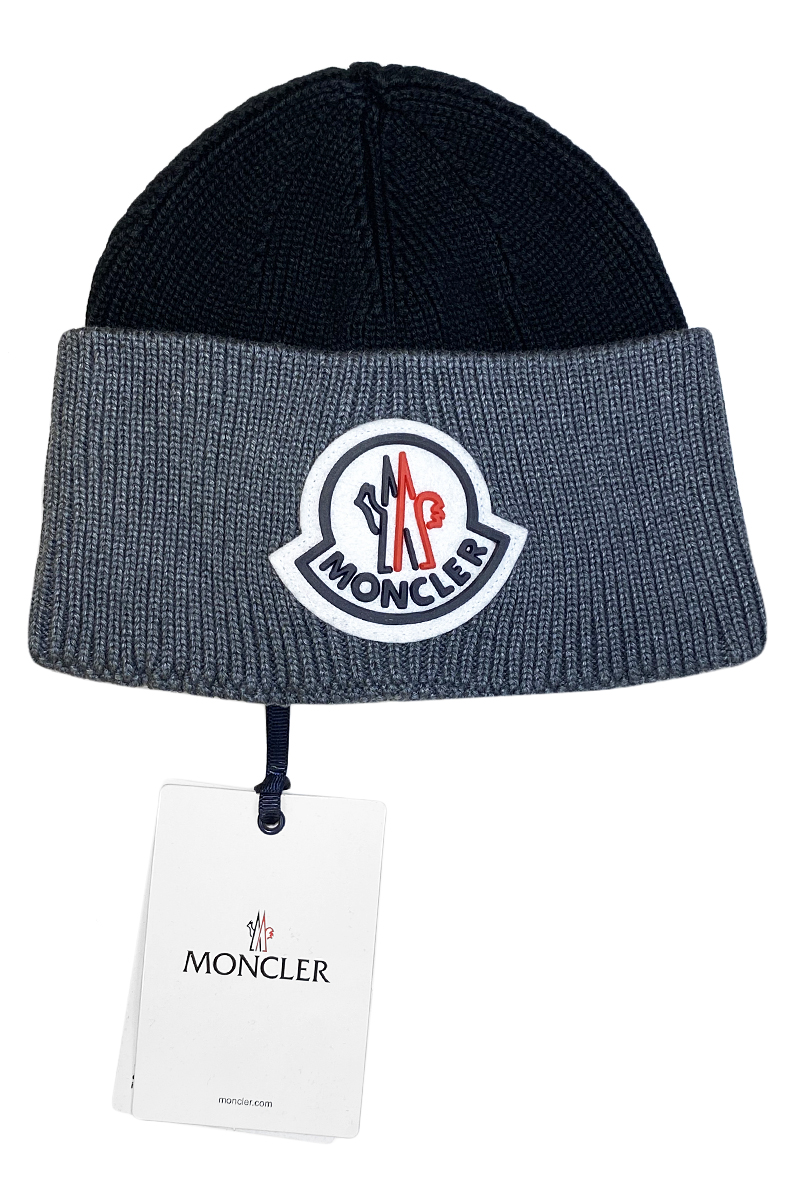 Moncler Брендовая шапка с логотипом - Black / Grey