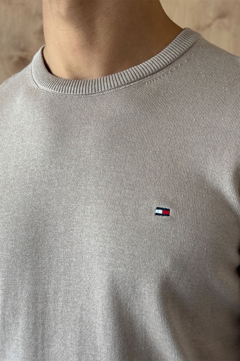 Tommy Hilfiger Мужская кофта бежевого цвета logo-embroidered 