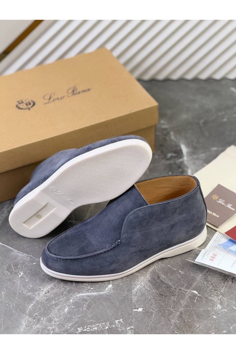 Loro Piana Замшевые лоферы с меховой стелькой Open Walk - Blue