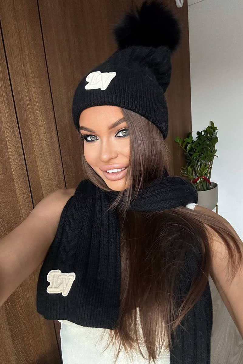 Lоuis Vuittоn Комплект из шапки и шарфа чёрного цвета