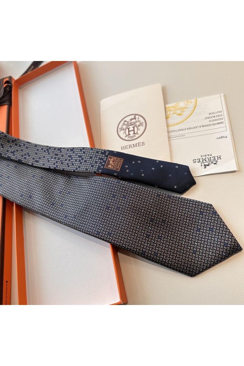 Hermes Галстук geometric logo-print premium - Navy