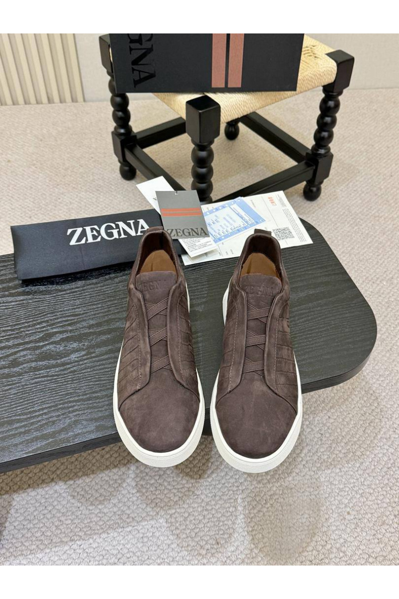 Zegna Мужские кроссовки Triple Stitch Alligator - Brown