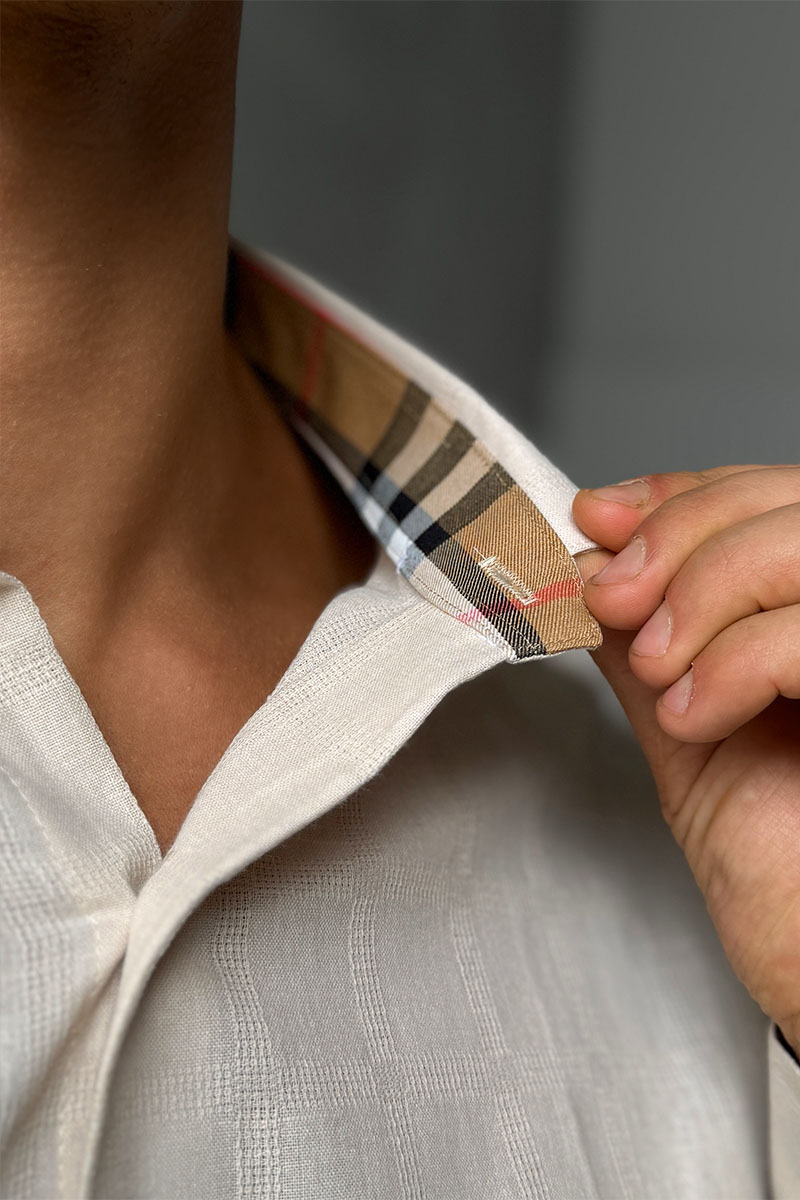 Burberry Мужская бежевая рубашка TB logo-embroidered