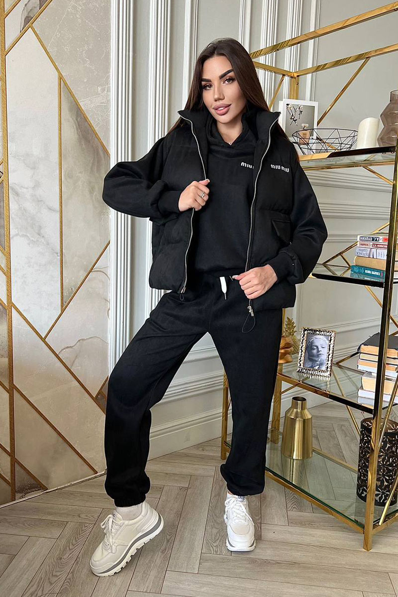 MIU MIU Женский чёрный костюм тройка 