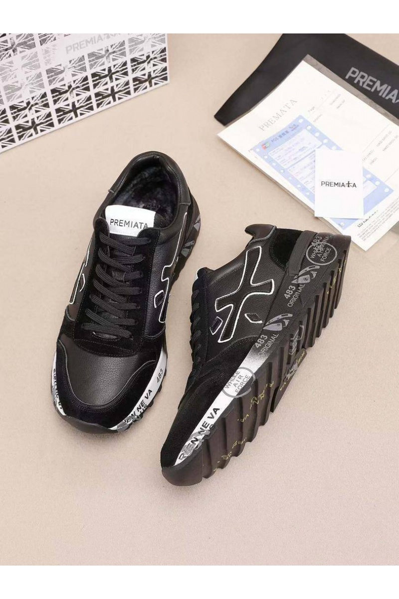 Premiata Комбинированные кроссовки с мехом low-top - Black