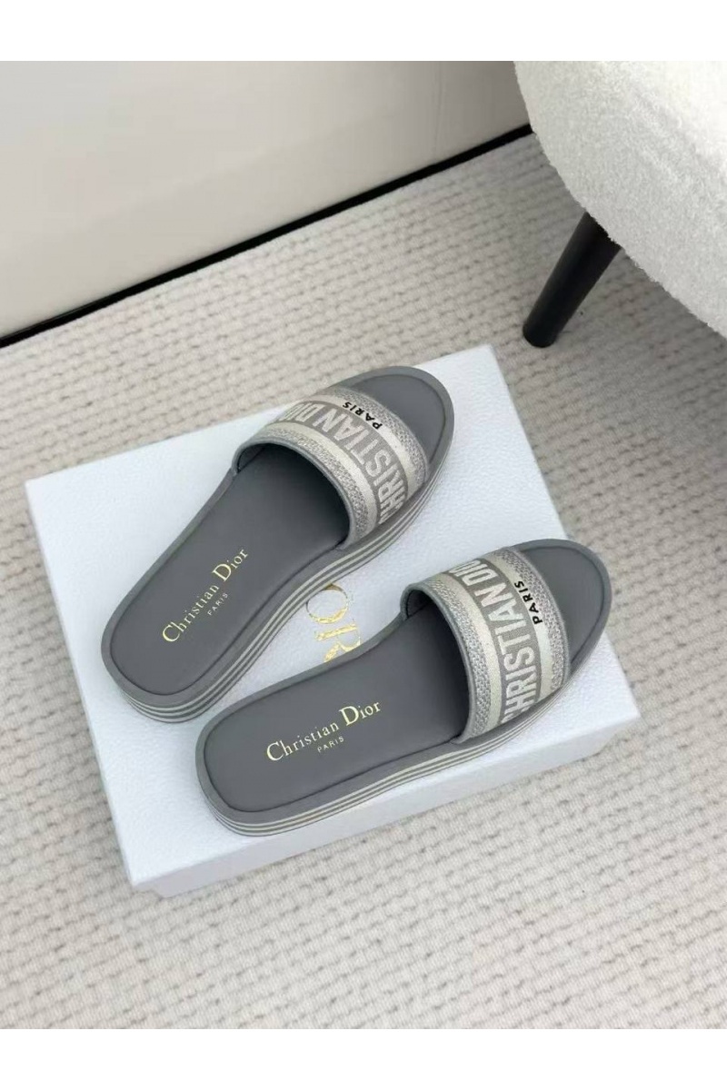 Dior Женские шлёпанцы на платформе Premium - Grey