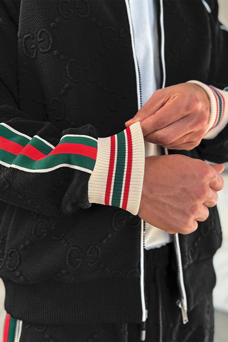 Gucci Чёрная кофта на молнии GG jacquard 