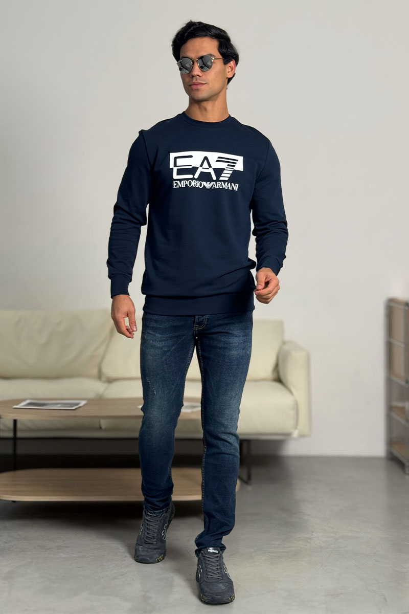 Emporio Armani EA7 Тёмно-синий свитшот logo-print 