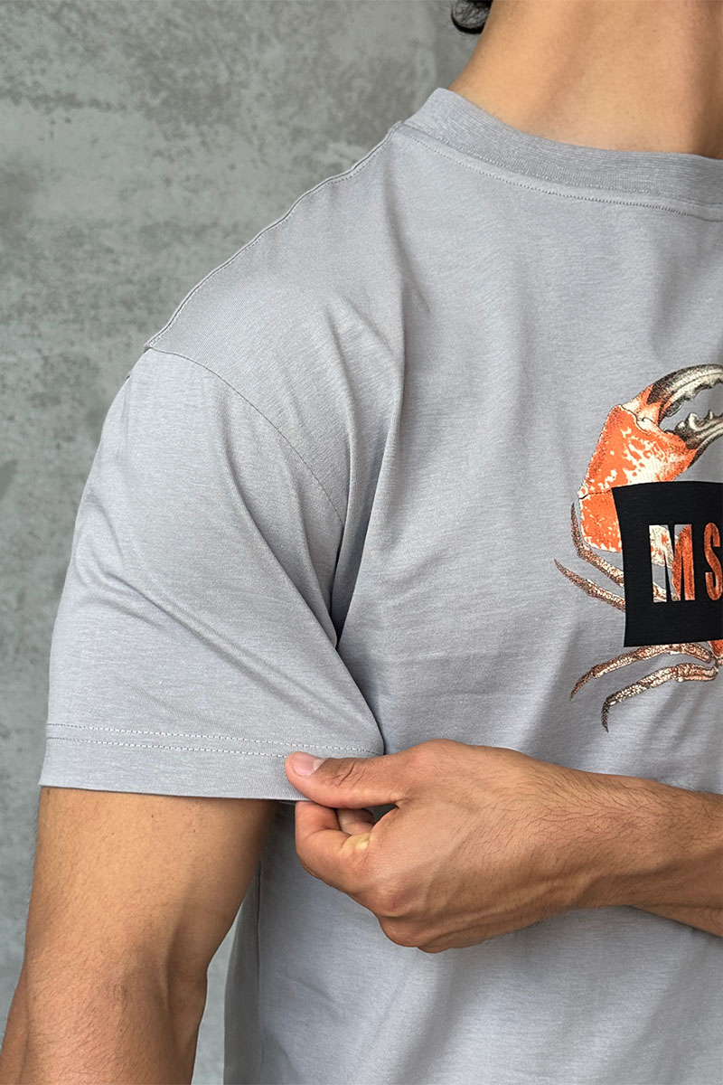 Designer Clothing Серая оверсайз футболка MSGM Crab-print