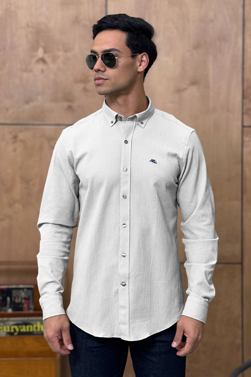 Etro Мужская белая рубашка Pegasus logo