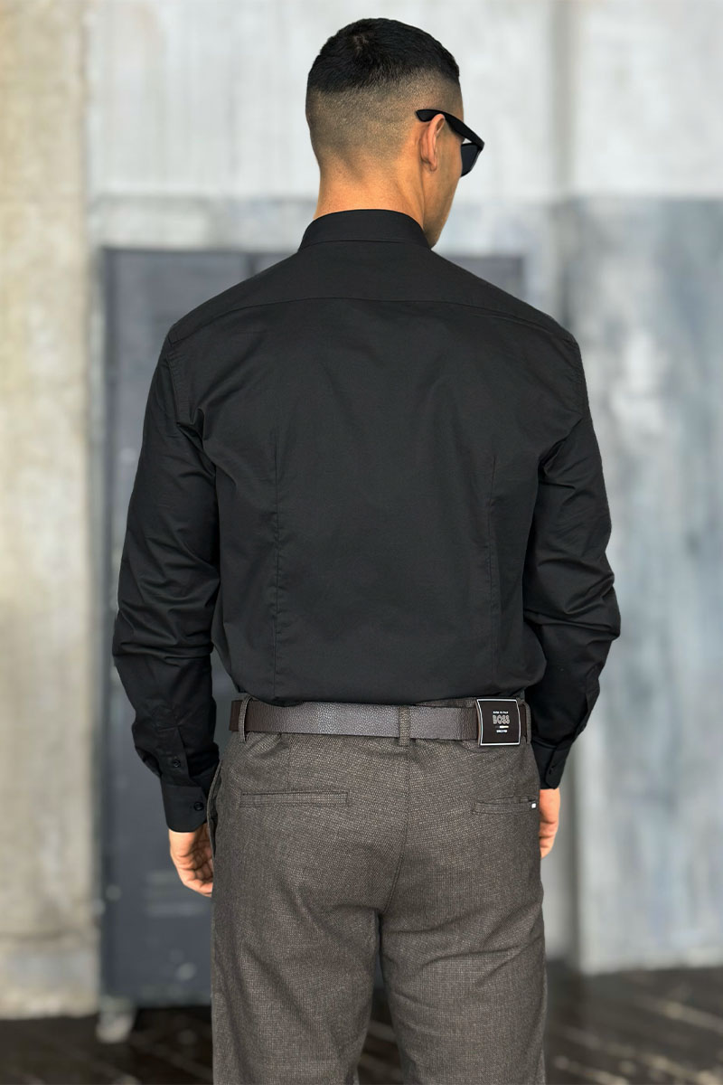 Loro Piana Мужская чёрная рубашка logo-embroidered 