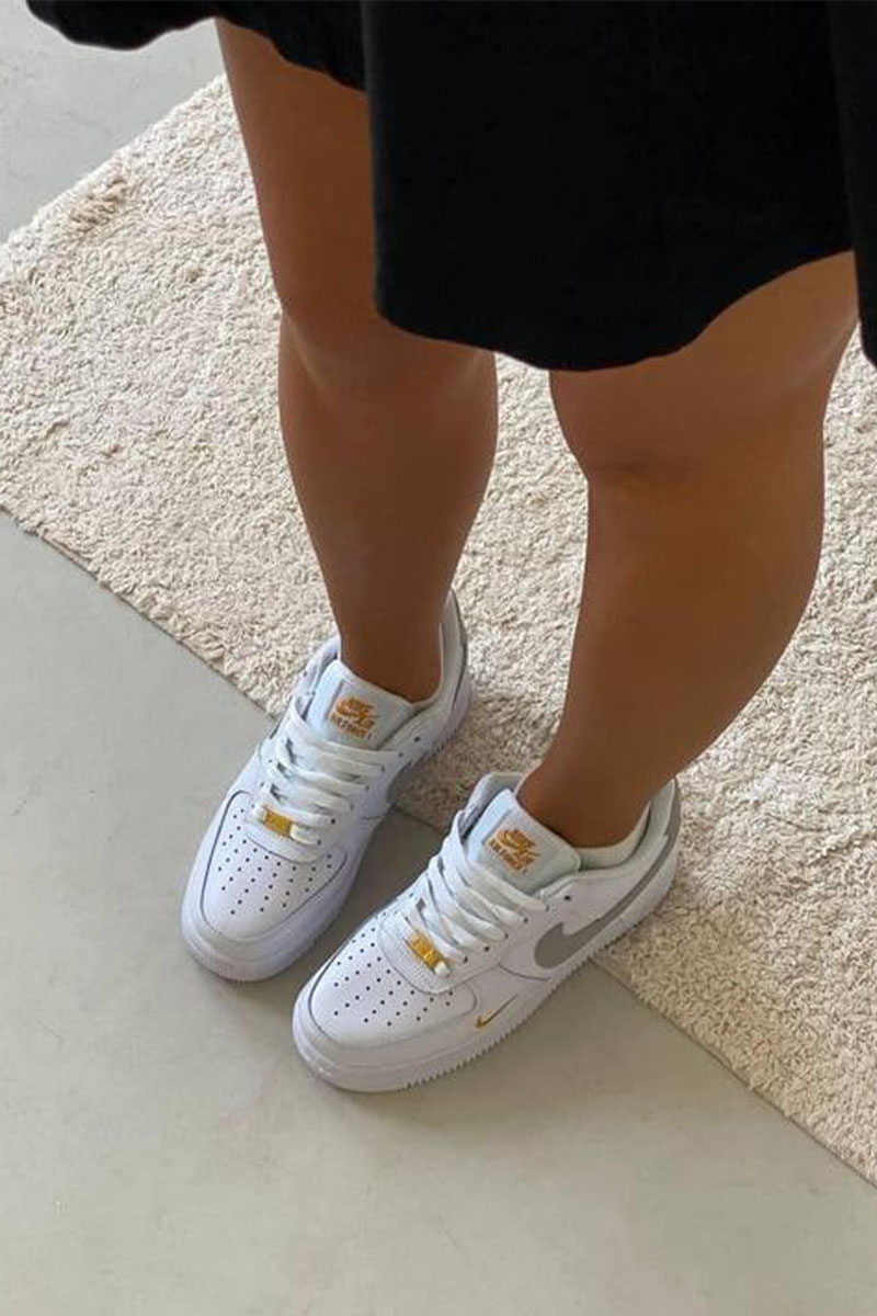 Nike Кроссовки AF1 Mini Swoosh - Grey / Gold