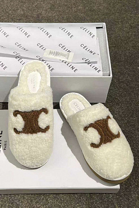 Женские меховые шлёпанцы Triomphe premium