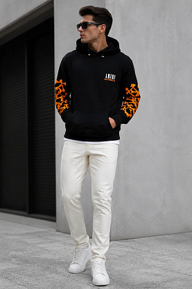Мужское чёрное худи Bones logo-print
