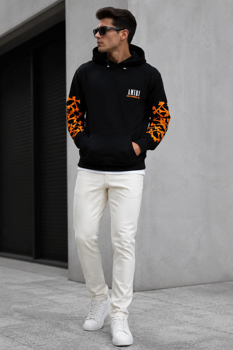 Amiri Мужское чёрное худи Bones logo-print