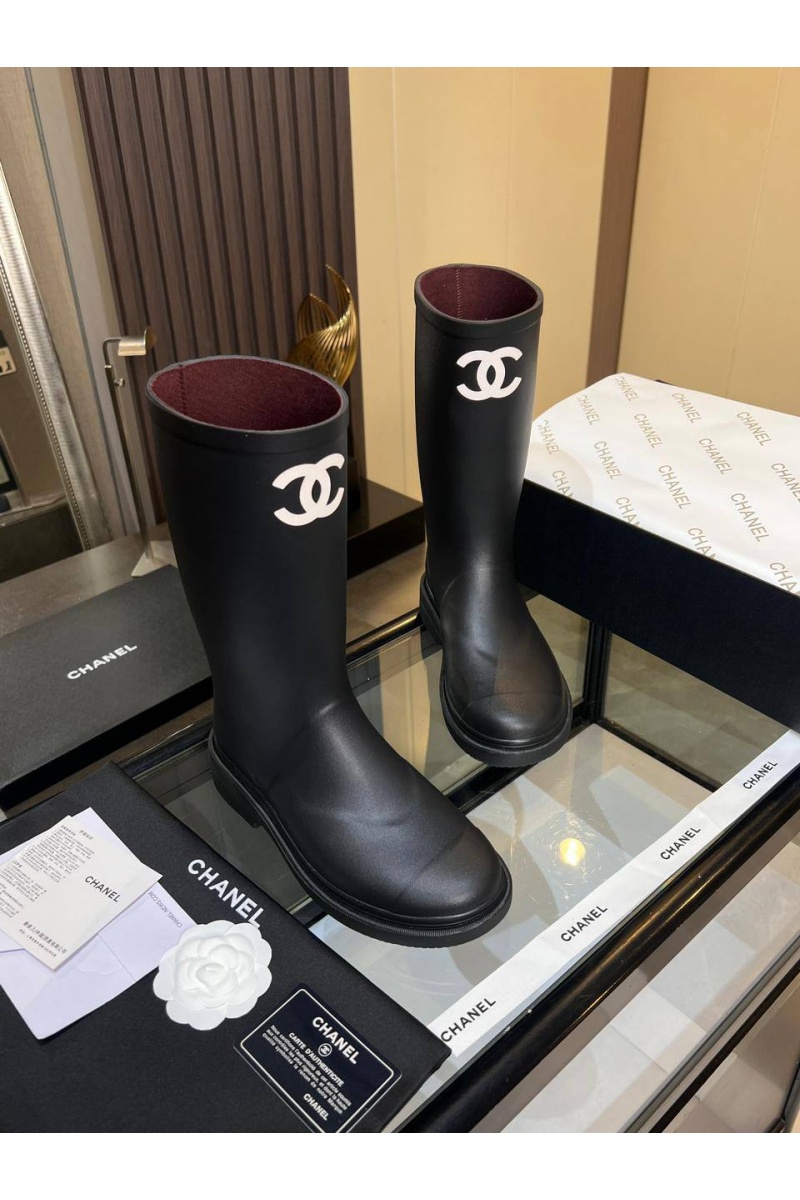 Chаnеl Женские резиновые сапоги чёрного цвета