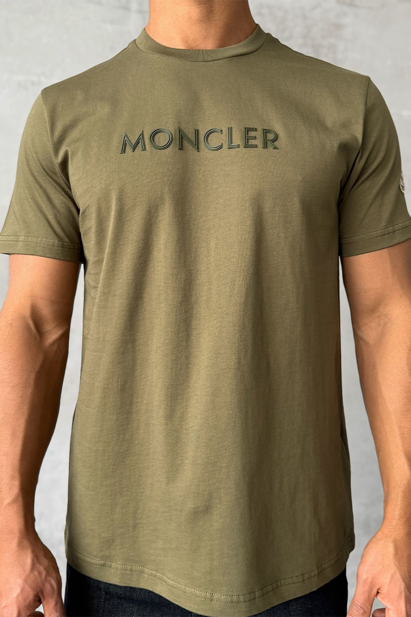 Moncler Мужская футболка logo-patch - Khaki