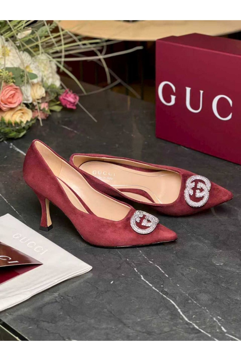 Gucci Женские замшевые туфли GG premium