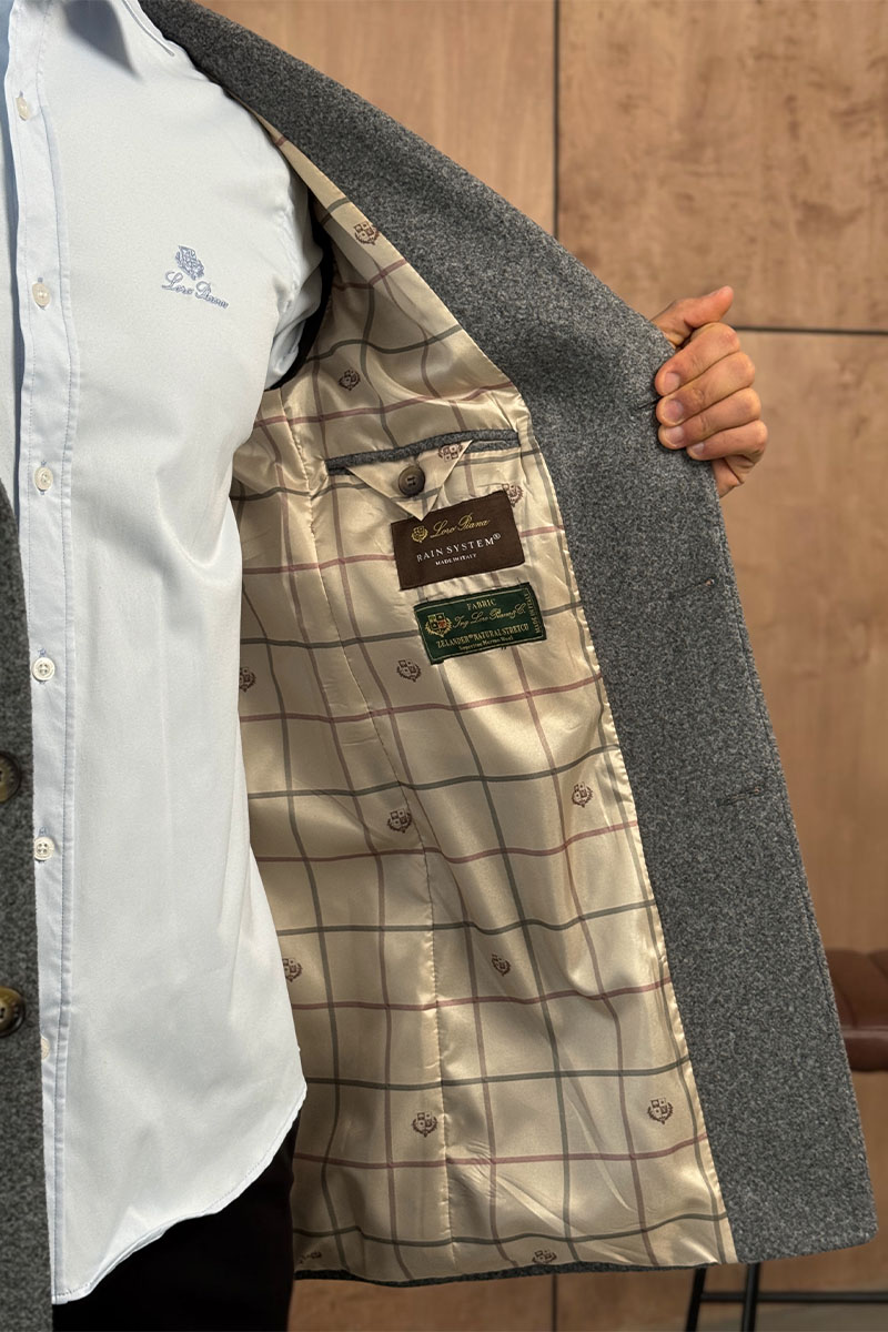 Loro Piana Мужское пальто серого цвета 