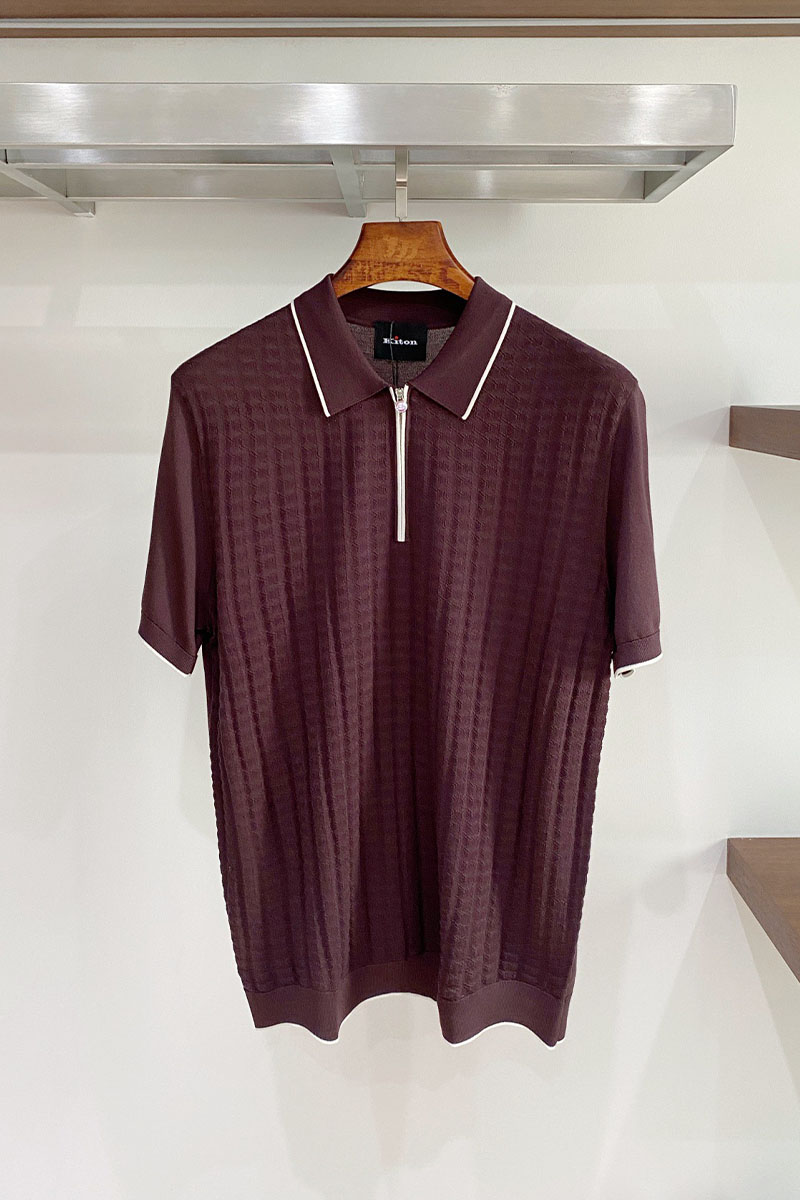 Kiton Вязаное поло коричневого цвета premium