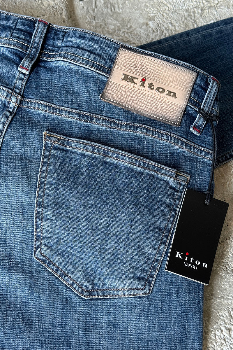 Kiton Мужские синие джинсы 