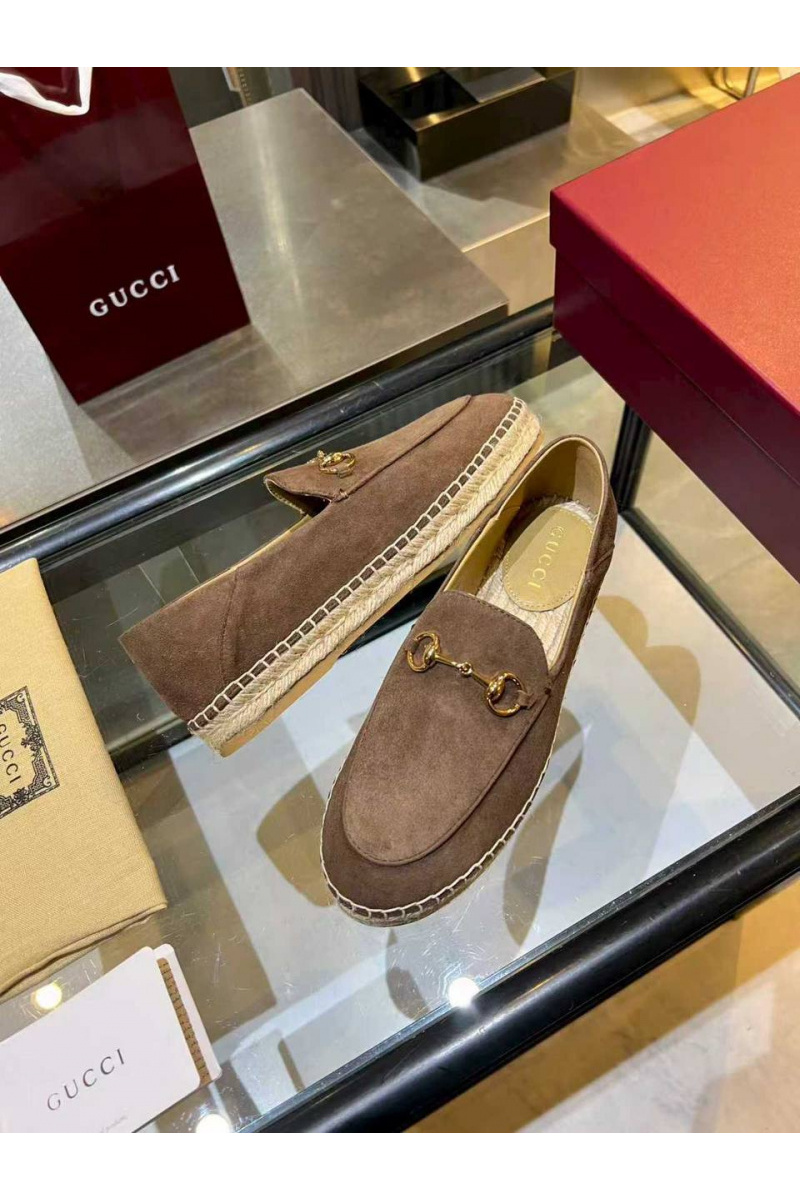 Gucci Женские замшевые лоферы GG Horsebit premium