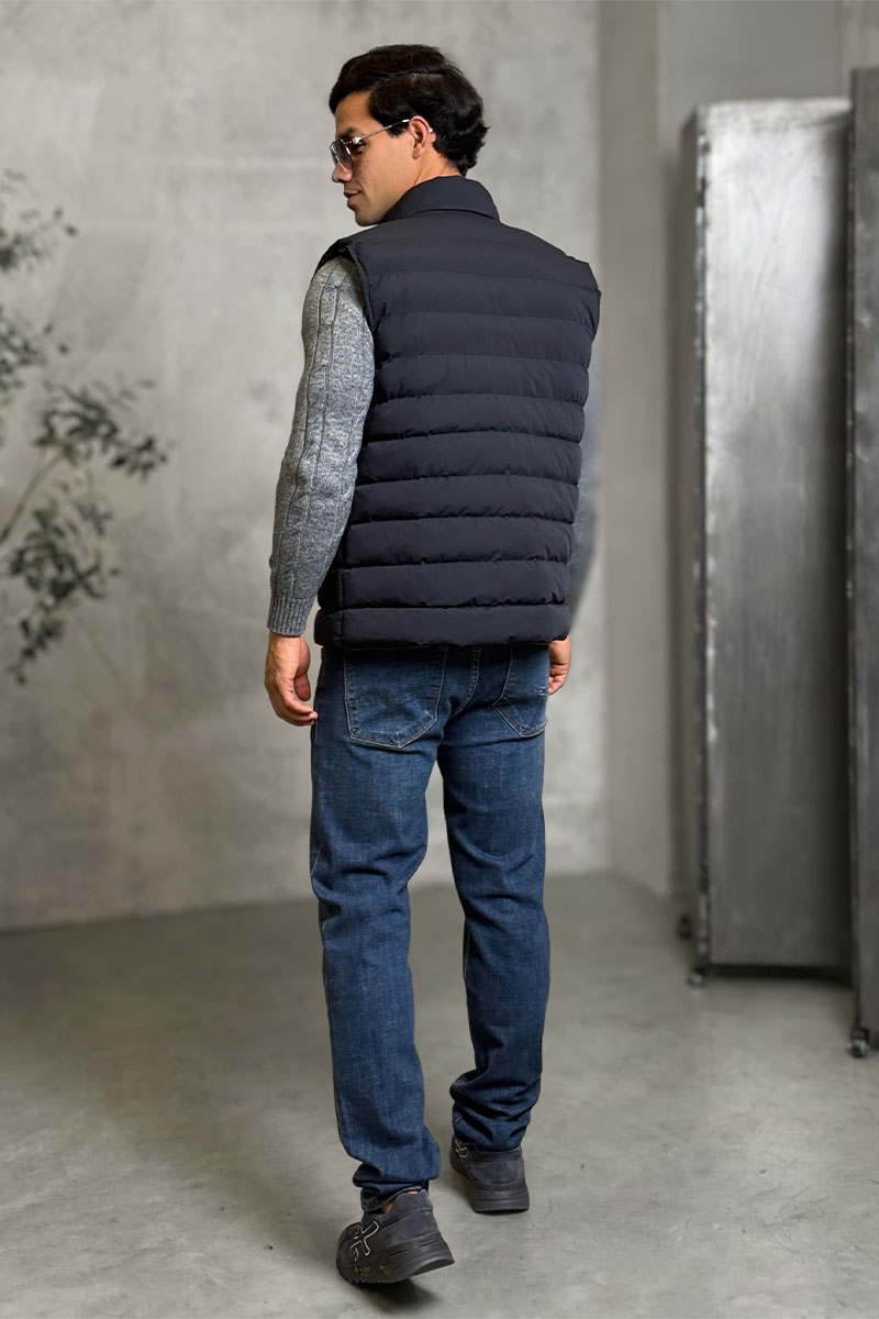 Kiton Мужской тёмно-синий жилет 