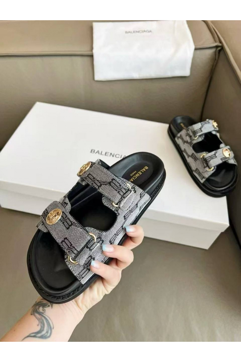 Balenciaga Женские шлёпанцы Jacquard Premium - Grey