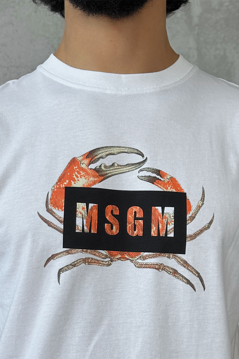 Designer Clothing Белая оверсайз футболка MSGM Crab-print