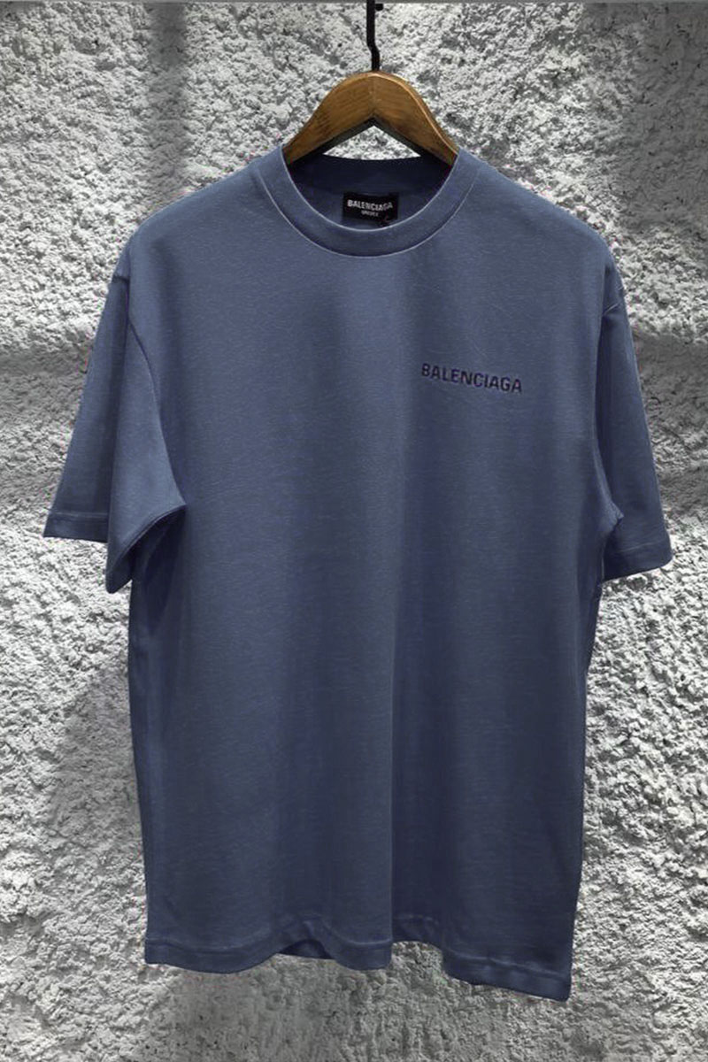 Balenciaga Серо-синяя оверсайз футболка Medium Fit Vintage