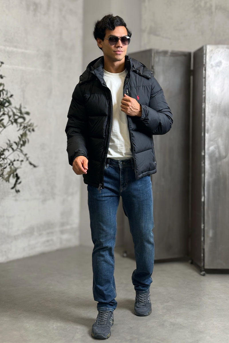 Polo Ralph Lauren Мужской чёрный пуховик pony-embroidered 